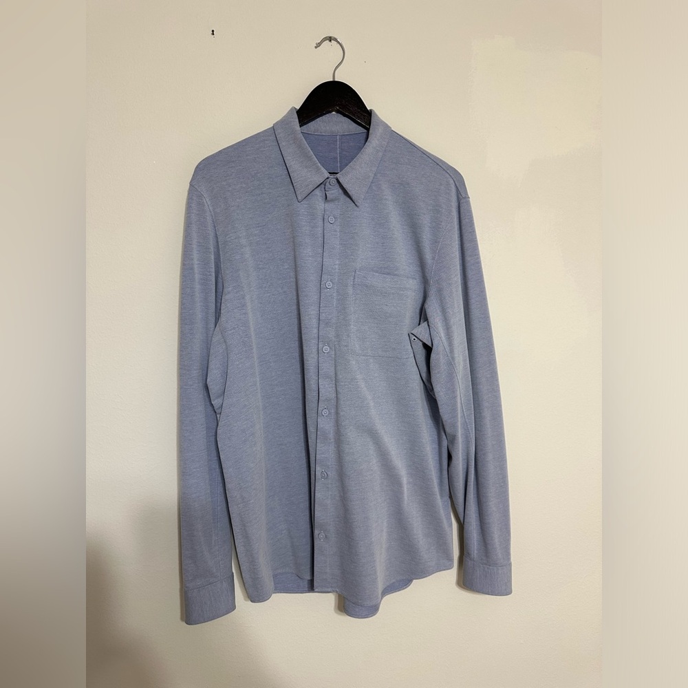 Lululemon Men’s Commission Long-Sleeve Shirt Oxford [XL - Harbor Blue/White]